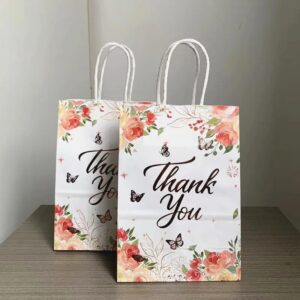 MODADA Gift Bags 12pcs Thank You Kraft Paper Portable Gift Bags Wedding Candy Bag Birthday Party Favors for Guests Clothing Takeaway Bag