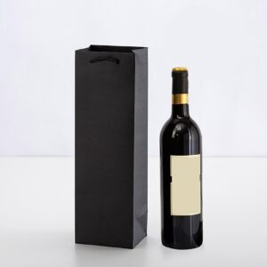 Grebest Wine Carrier Bags 10 Pcs Kraft Paper Wine Bags Solid Color Fall Prevention Packaging Bags Festival Wine Carriers Black Dual Layer