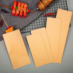 200 Pcs Kraft Paper Bags Flat Silverware Sleeves Churro Bags Cookie Treat Bags Food Bakery Bags for Kitchen Party Supplies