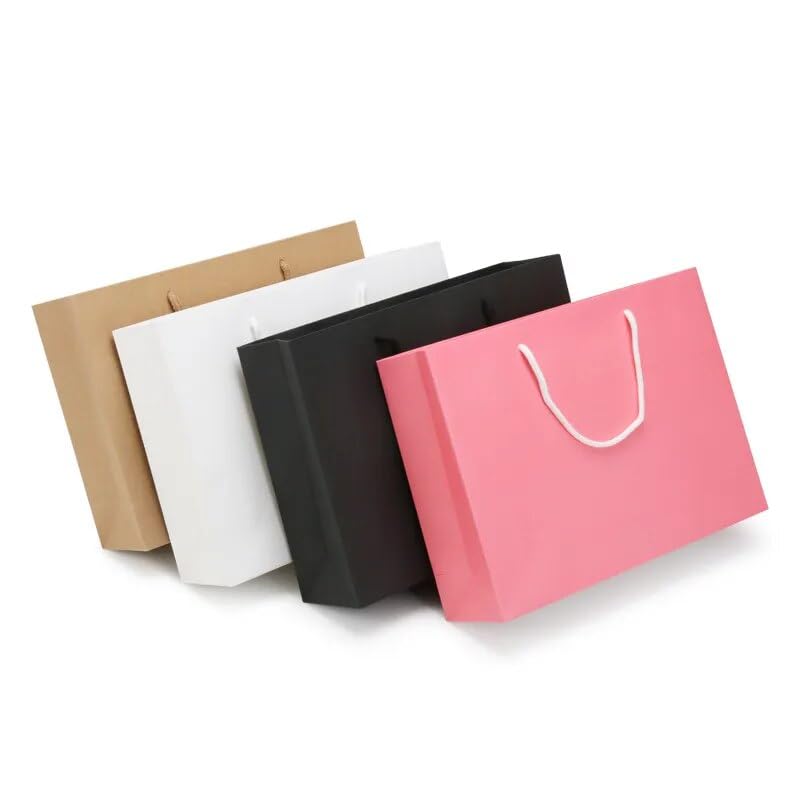 MODADA Gift Bags 10pcs Kraft Paper Portable Bags Gift Packaging Bag for Wedding Birthday Party Guests Clothing Hand Bags (Color : Kraft, Size : 15X12X6CM_10PCS)