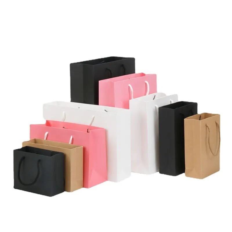 MODADA Gift Bags 10pcs Kraft Paper Portable Bags Gift Packaging Bag for Wedding Birthday Party Guests Clothing Hand Bags (Color : Kraft, Size : 15X12X6CM_10PCS)