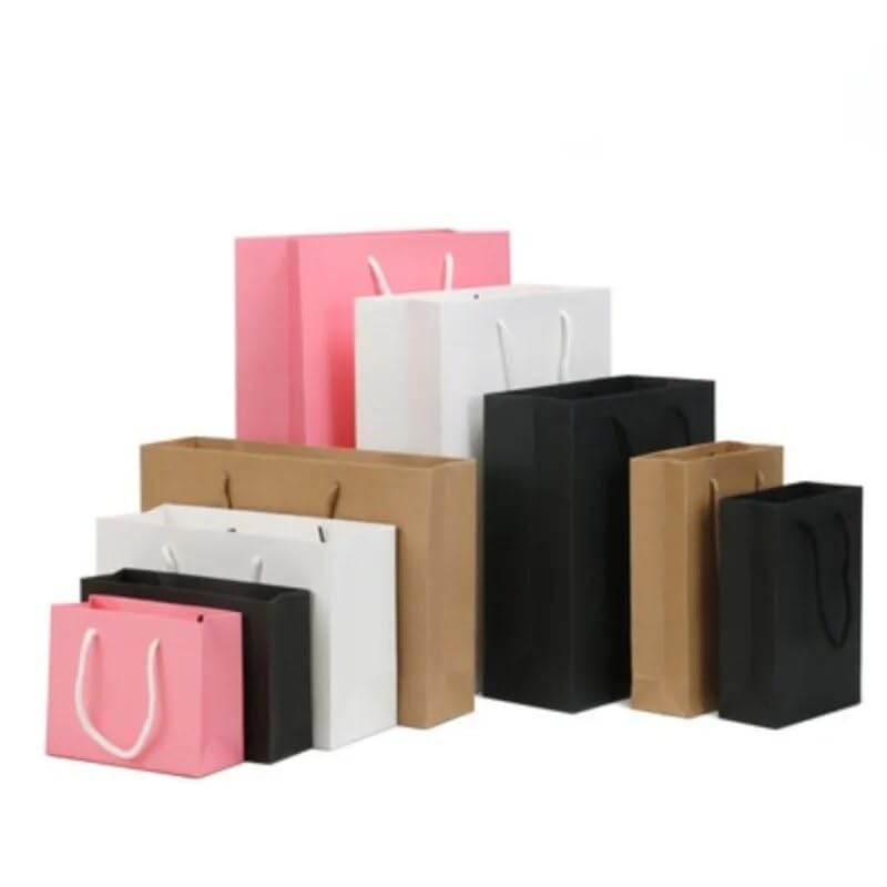 MODADA Gift Bags 10pcs Kraft Paper Portable Bags Gift Packaging Bag for Wedding Birthday Party Guests Clothing Hand Bags (Color : Kraft, Size : 15X12X6CM_10PCS)