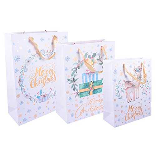 VAKUUM Bags 12pcs Christmas Kraft Gift Bags Xmas Paper Bags Merry Christmas Paper Bags Holiday Party Favors Supplies Paper Gift Bag