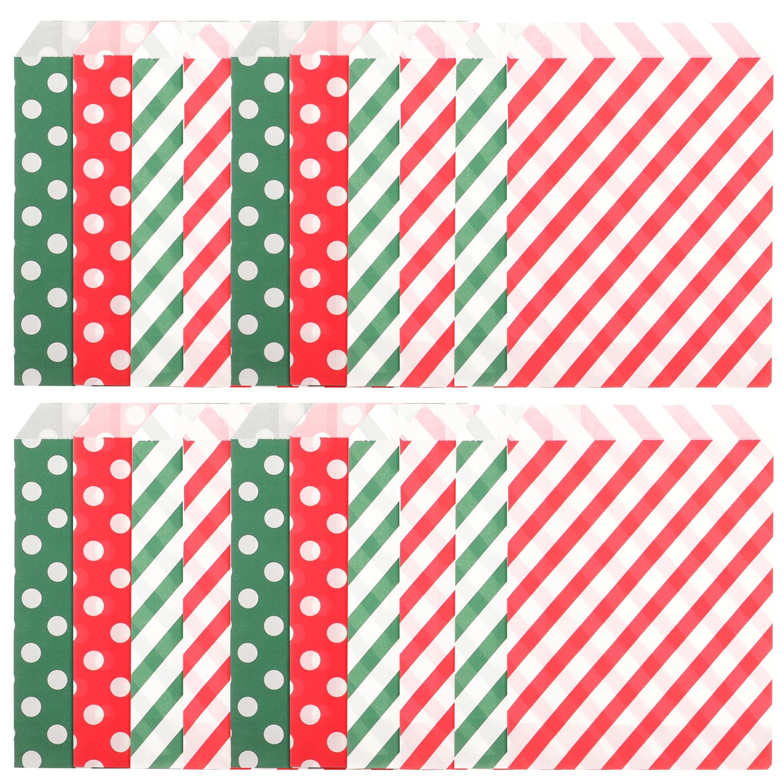 LUOZZY 24pcs Christmas Candy Bags Kraft Paper Xmas Gift Wrapping Papers with Stickers Christmas Cookie Bags Xmas Party Supplies