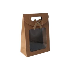 Leadigol Small Kraft Paper Gift Bag with Transparent Window, 10pcs/Pack, Great for Parties, Birthdays, Weddings, Graduations, Christmas, Thanksgiving and Other Holidays