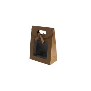 Leadigol Small Kraft Paper Gift Bag with Transparent Window, 10pcs/Pack, Great for Parties, Birthdays, Weddings, Graduations, Christmas, Thanksgiving and Other Holidays