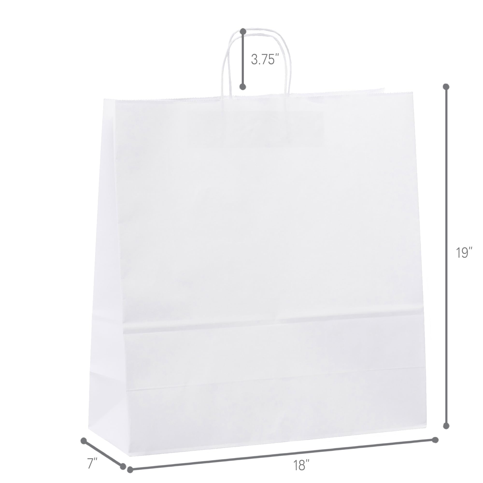 50 Pcs White Paper Bags with Handles, Small Gift Bags in bulk, Kraft Bags, Retail Bags, Merchandise Bags, Shopping Bags, For Weddings, Birthdays, Small Business - 18 x 7 x 19 Inches – Creative Bag