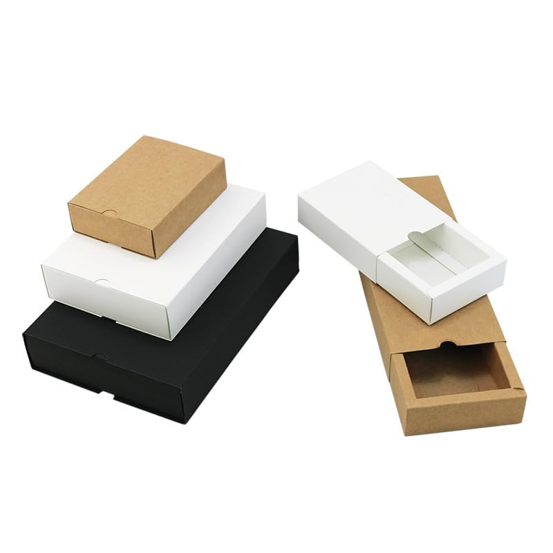 MODADA Gift Bags 10pcs Kraft Paper Drawer Packaging Box Clothing Candy Packaging Gift Boxes (Color : White, Size : 8x8x4cm)