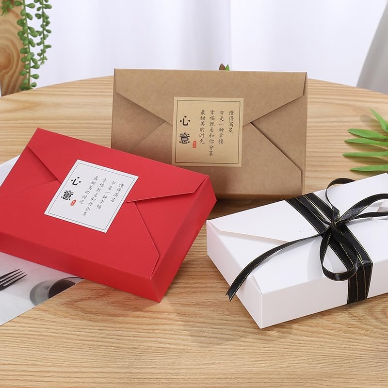 MODADA Gift Bags 10/20pcs Kraft Paper Gift Boxes White Red Candy Box For Wedding Birthday Christmas Party Chocolate Cake Baking Packaging Box (Color : White, Size : 10PCS_19.5X12.5X4CM)