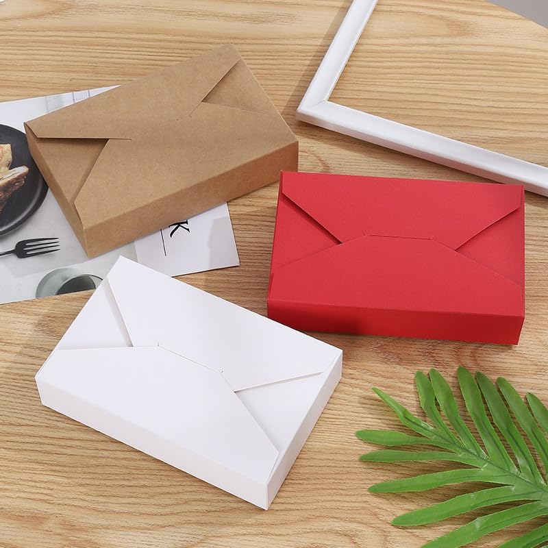 MODADA Gift Bags 10/20pcs Kraft Paper Gift Boxes White Red Candy Box For Wedding Birthday Christmas Party Chocolate Cake Baking Packaging Box (Color : White, Size : 10PCS_19.5X12.5X4CM)