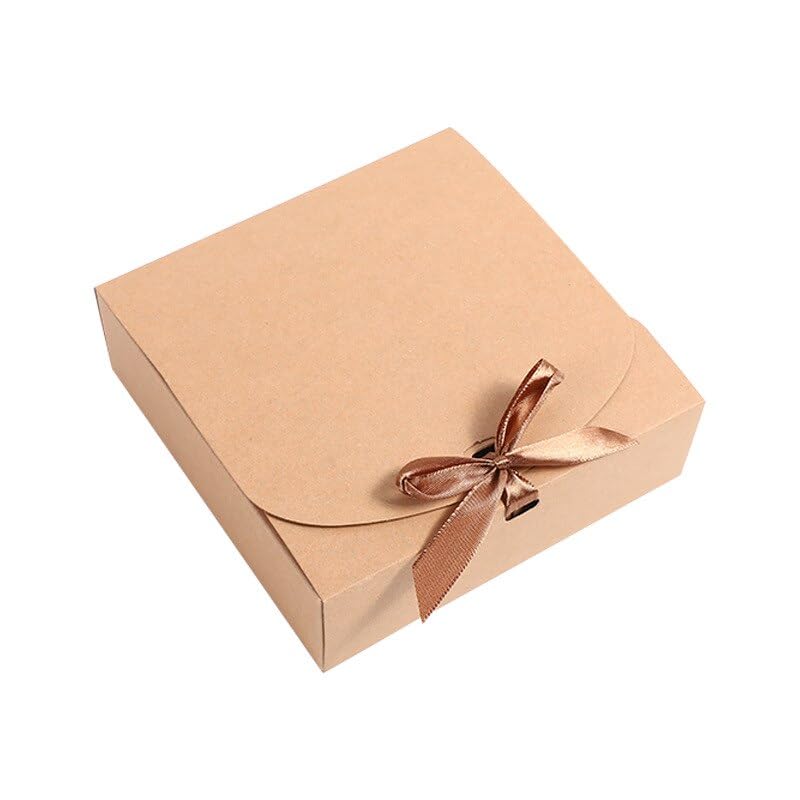 MODADA Gift Bags 10/20/50pcs Square Kraft Paper Clamshell Gift Packaging Box with Ribbon White Black Candy Box Wedding Favor Party Favor (Color : Black, Size : 10PCS_11.5X11.5X5CM)