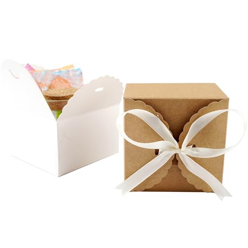 MODADA Gift Bags Wave Solid Kraft Paper Candy Box Wedding Favor Gift Box DIY Folding Packaging Bag Baby Shower Birthday Party Favor 30Pcs (Color : Kraft, Size : 12x12x9cm)