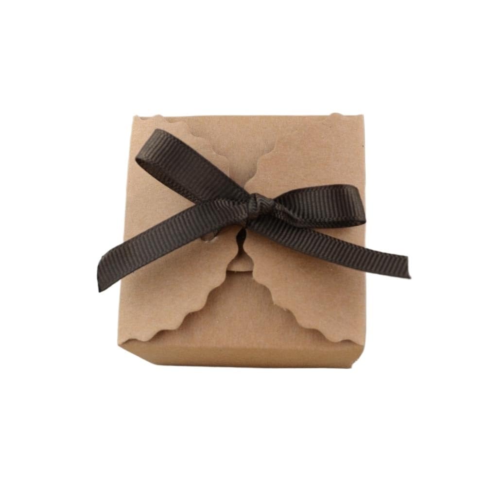MODADA Gift Bags 10pcs Vintage Retro White/Kraft Mini Kraft Paper Box, DIY Wedding Favor Gift Box, Small Single Cake Box Packaging With Ribbon (Color : Kraft)