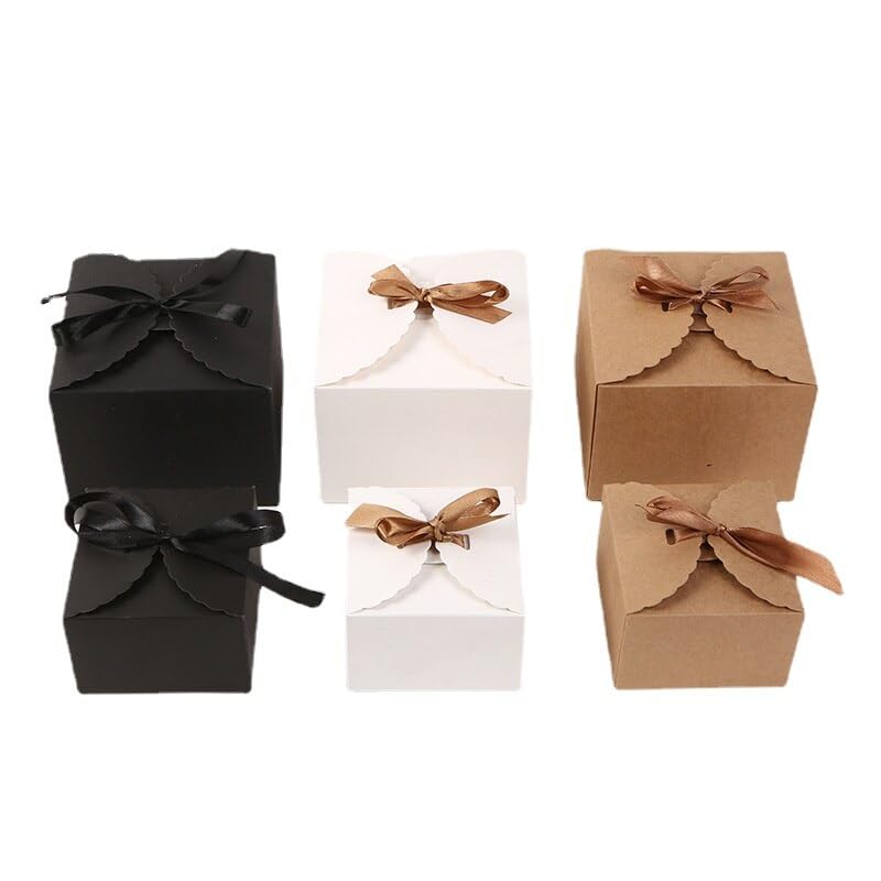 MODADA Gift Bags 12/24/48pcs Kraft Paper Candy Boxes Gift Packaging Square White Box for Cookie Wedding Party Favor Birthday Decor (Color : Kraft paper, Size : 12PCS_12X12X9CM)