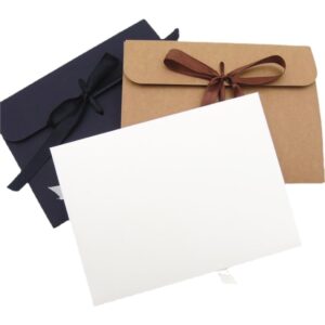 MODADA Gift Bags Kraft Paper Envelope Boxes for Scarf Underwear Facial Mask Packaging White Black Gift Box with Ribbons Favor Box Printed (Color : Kraft, Size : 50PCS_24X18X0.7CM)