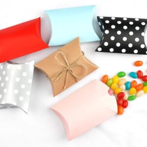 MODADA Gift Bags Pillow Candy Box Kraft Paper Christmas Gift Packaging Boxes Candy Bags Wedding Favors Birthday Party Decorations (Color : Kraft, Size : 20Pcs)