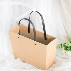 MODADA Gift Bags Kraft Paper Clothing Shopping Bags with Handles Reusable Gift Packaging Bags for Business White Black Paper Handbag (Color : Kraft, Size : 25x17x9cm 10pcs)