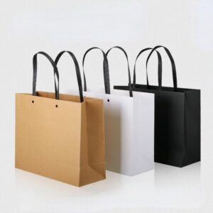 MODADA Gift Bags Kraft Paper Clothing Shopping Bags with Handles Reusable Gift Packaging Bags for Business White Black Paper Handbag (Color : Kraft, Size : 25x17x9cm 10pcs)