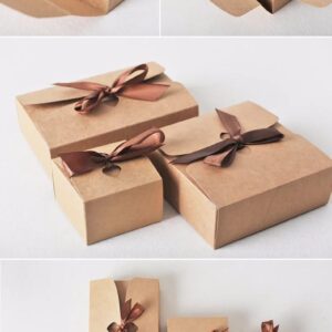 MODADA Gift Bags Square Kraft Paper Box Cardboard Packaging Valentine's Day Wedding Birthday Party Gift Box With Ribbons Candy Storage 30Pcs (Color : Red, Size : 14x14x5cm)