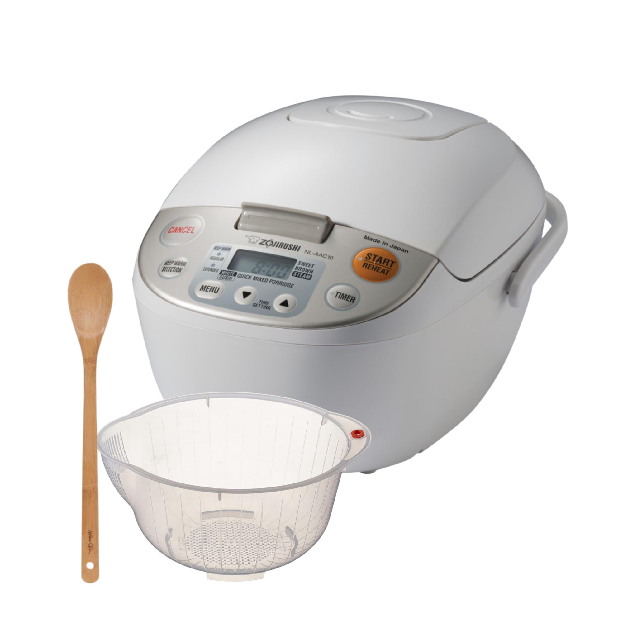 Zojirushi Micom Rice Cooker and Warmer (5.5-Cup/Beige) Bundle with Rice Washing Bowl & Bamboo Spoon (3 Items)