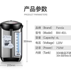 Panda Electric Water Boiler and Warmer, 3.3L, Stainless Steel/Brown, 750W, Single Hand Operation, Overheat Protection, Temperature Control