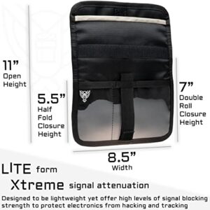 Xtreme Sight Line ~ Xecutive LITE Series Faraday Bag for Phones and Other Small Electronics ~ Data Security for Executive Travel ~ Tracking/Hacking Defense ~ Black Ballistic Nylon