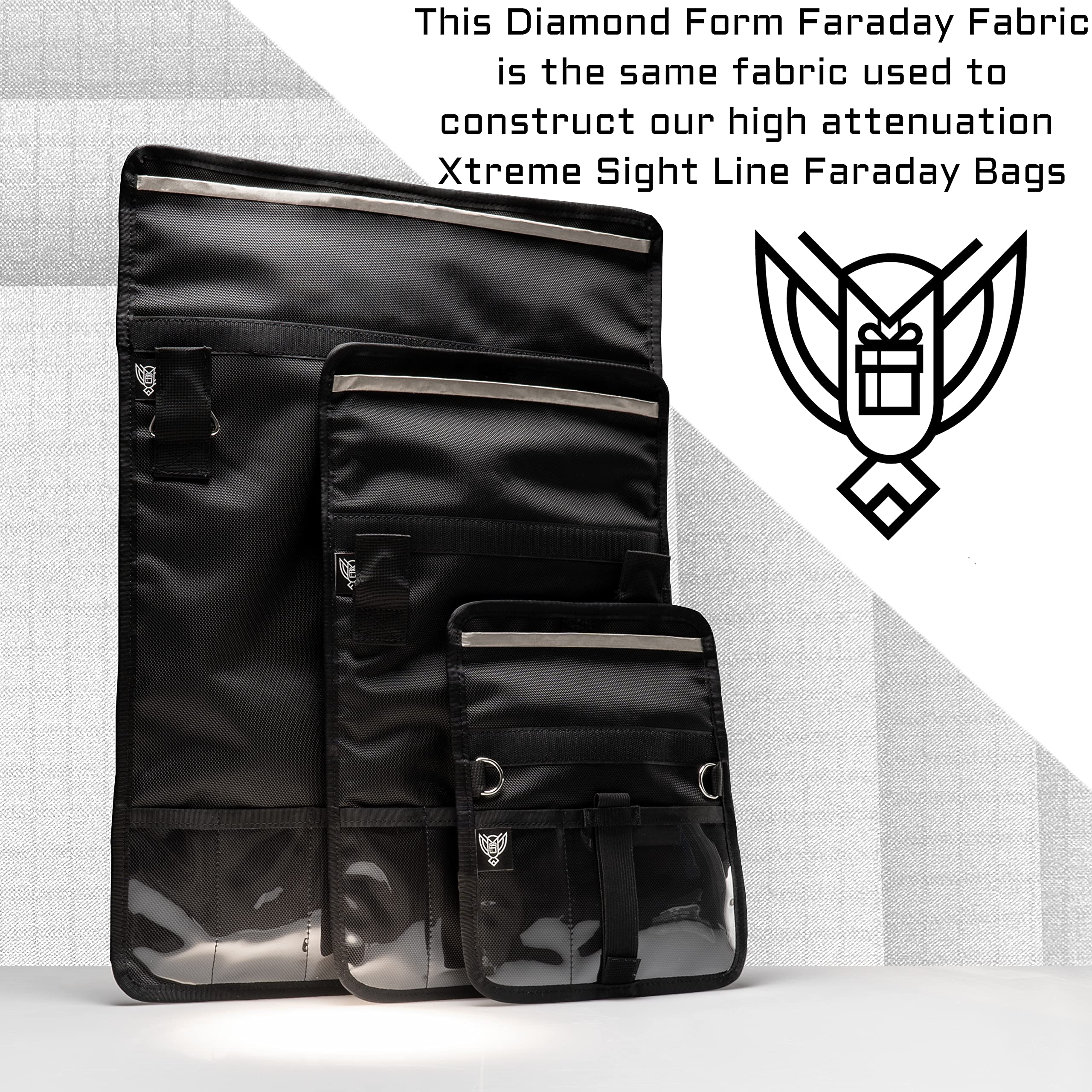 Xtreme Sight Line ~ Diamond Form Faraday Fabric ~ High-Shielding Signal Blocking ~ Blocks RF Signals (Including 5G) ~ 54.5" Width by 1 Yard (36") Length