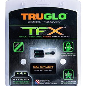 TRUGLO TFX Handgun Sight | Durable Shock-Resistant Compact Brightly Glowing Tritium & Fiber-Optic Xtreme Day/Night Sight, Compatible with Sig Sauer #8/#8 Handguns