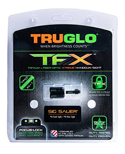 TRUGLO TFX Handgun Sight | Durable Shock-Resistant Compact Brightly Glowing Tritium & Fiber-Optic Xtreme Day/Night Sight, Compatible with Sig Sauer #8/#8 Handguns