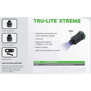 TruGlo TG-TG56 Tru-Lite Xtreme Adjustable Violet LED Sight Light with Adjustable Rheostat for Archery Bows with 3 Sight Housing Adapters, Black