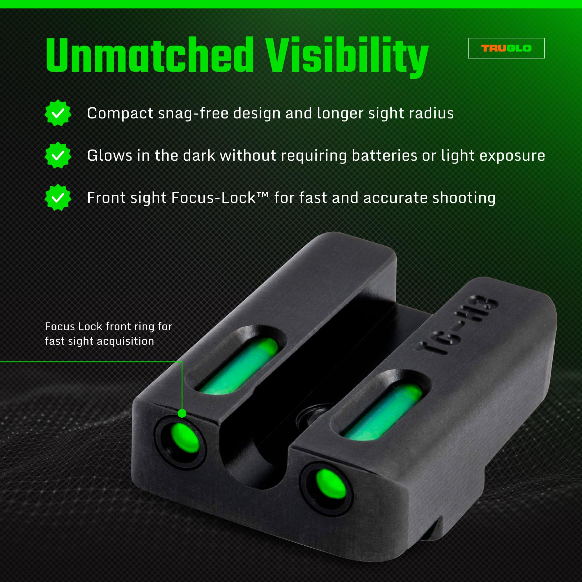 Truglo TFX PRO Handgun Sight, Glowing Shock Proof Tritium and Fiber Optic Night Sight for Handguns, Compact, Durable, and Snag Free Sight