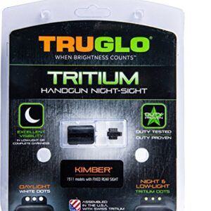 TG TG231K Tritium Glow in the Dark Handgun Pistol Sight for Day & Night Use, Compatible w/ Kimber 1911 Models w/ Fixed Rear Sight, Black