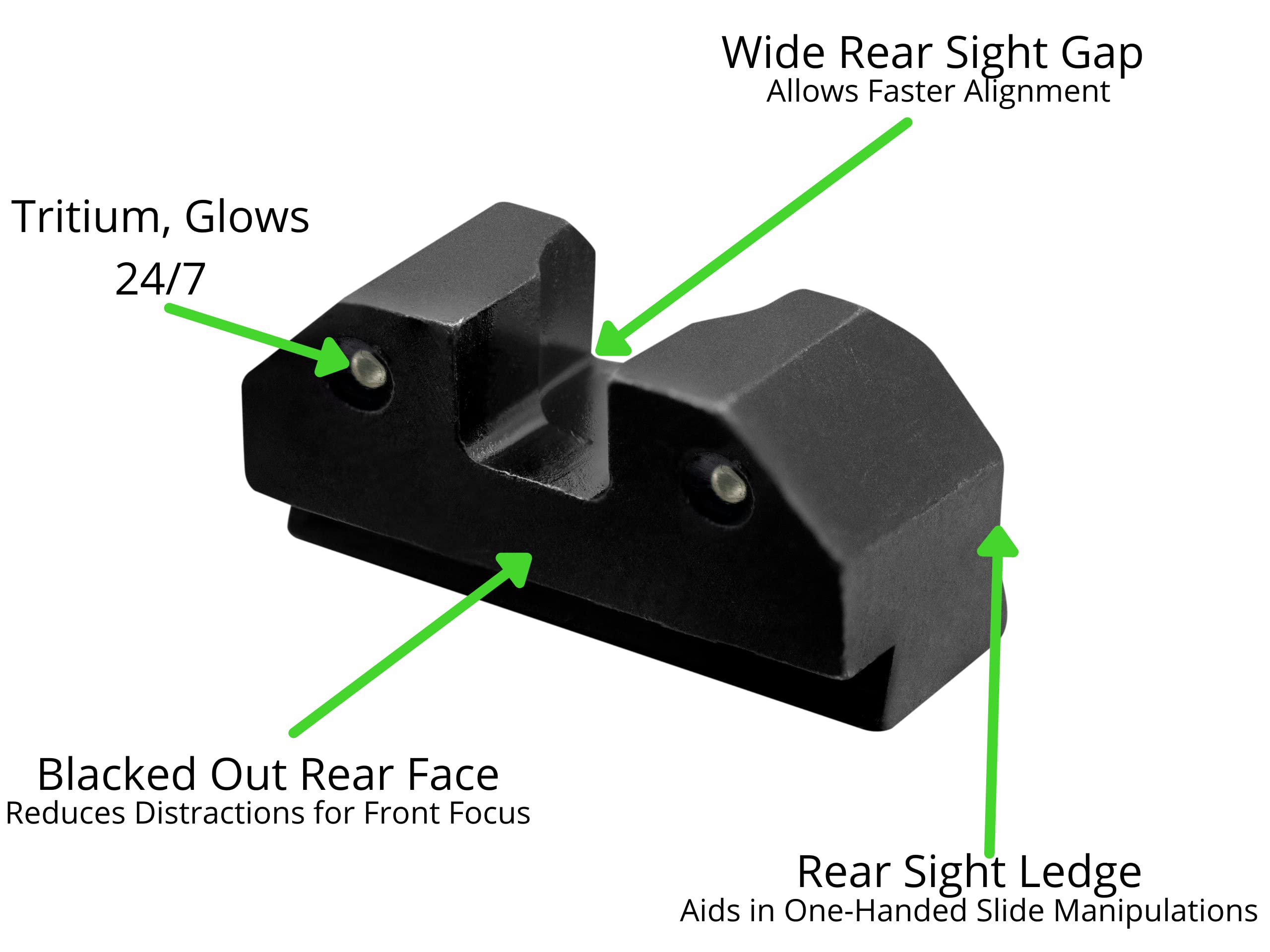 XS SIGHTS R3D Tritium Night Sight for S&W M&P, Sig, Canik, Taurus, and HK Pistols, Front and Rear Glow in The Dark Tritium for Tactical Applications (Green, Canik TP9)