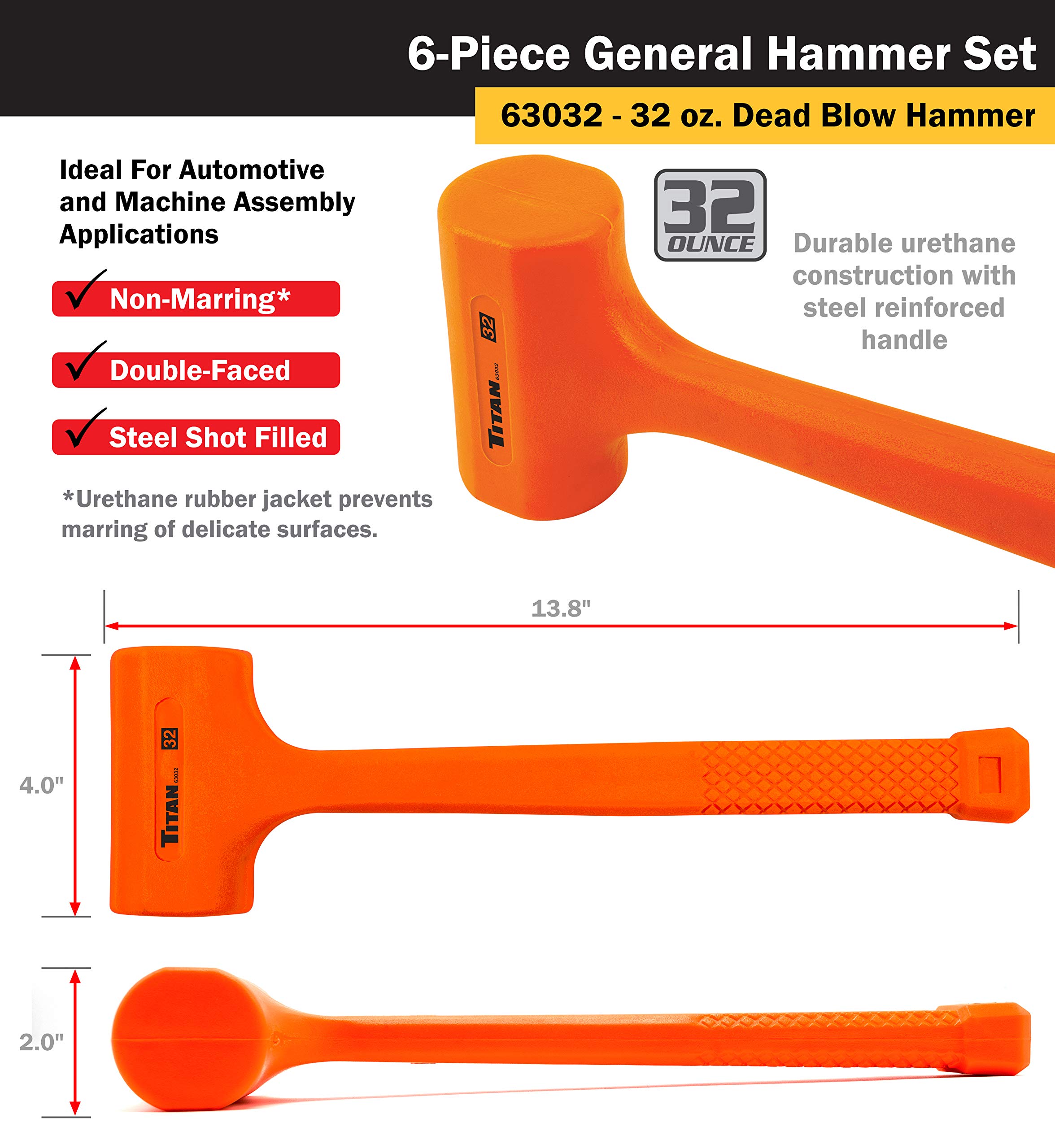 Titan 63136 6-Piece General Use Hammer Set