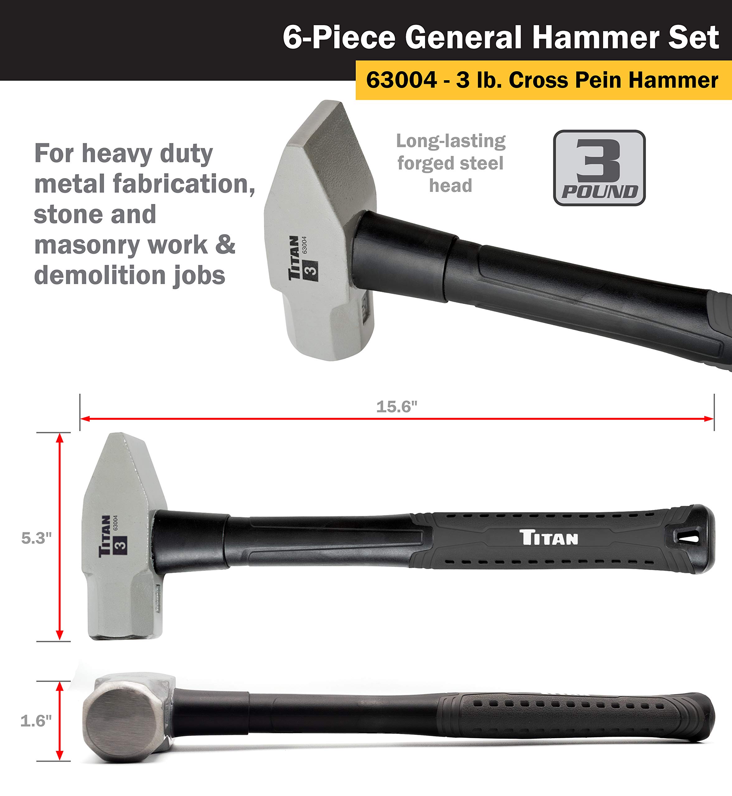 Titan 63136 6-Piece General Use Hammer Set