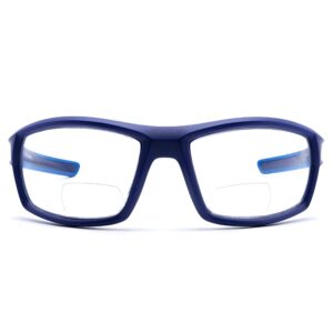vitenzi bifocal safety glasses with readers wrap around sport magnifying safety reading protective goggles lecce in blue 1.75