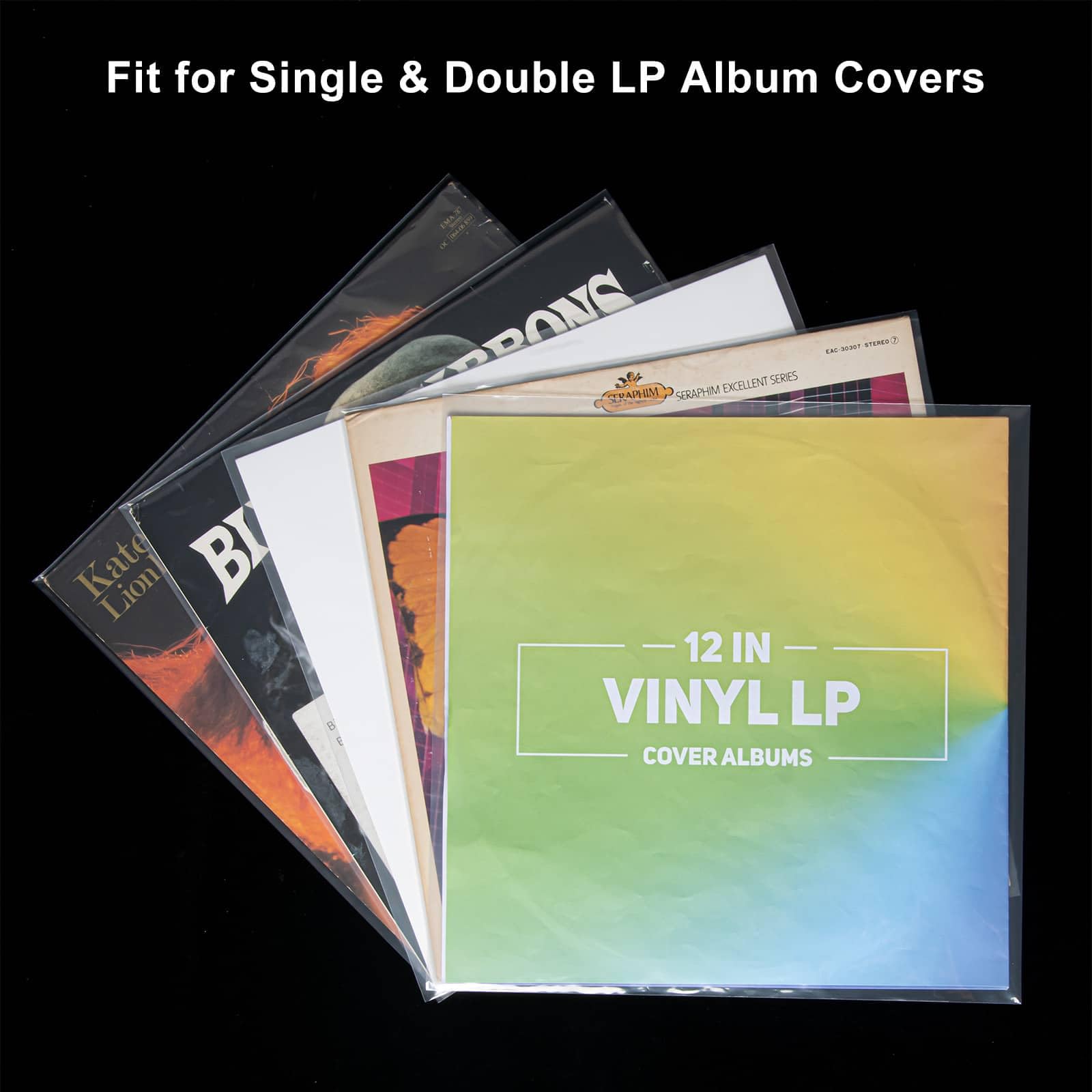 100-Pack 12-inch Vinyl-Record Outer Sleeves - LP Record Sleeves Album Covers, Clear Premium Polyethylene Vinyl Record Protector, 3 mil Thick, Wrinkle Free, Fit for Single and Double LP Storage