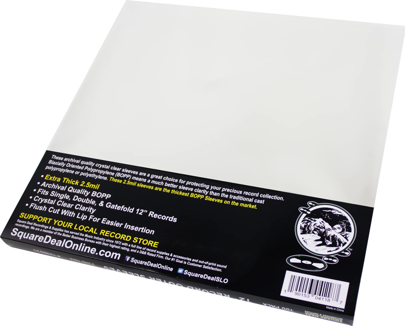 (100) 12" LP Record Outer Sleeves Premium 2.5mil Thick Archival Quality, Super Clear - 12SB025