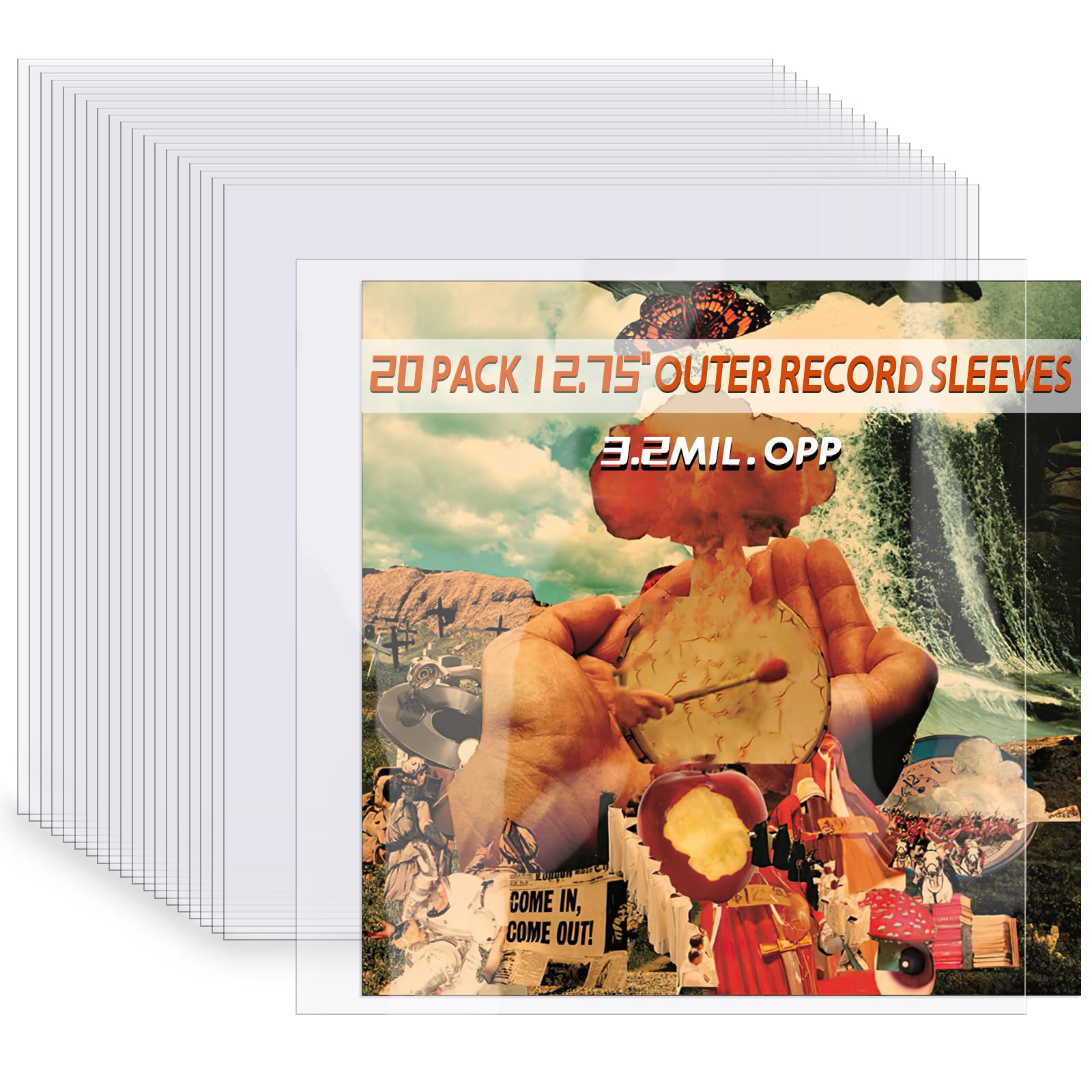 Record Sleeves for Vinyl Record, 20 Clear Plastic 12“ LP Record Sleeves Outer, 12.75" x 12.75" 3.2 Mil Album Covers, Protective Single & Double Record Sleeves for Vinyl Record Albums Protection