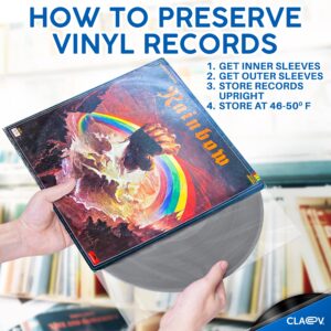 Claev 50 Anti Static Inner Record Sleeves for Vinyl LP Records (12 inch, Square, Translucent), Album Record Protective Plastic Covers for Storage