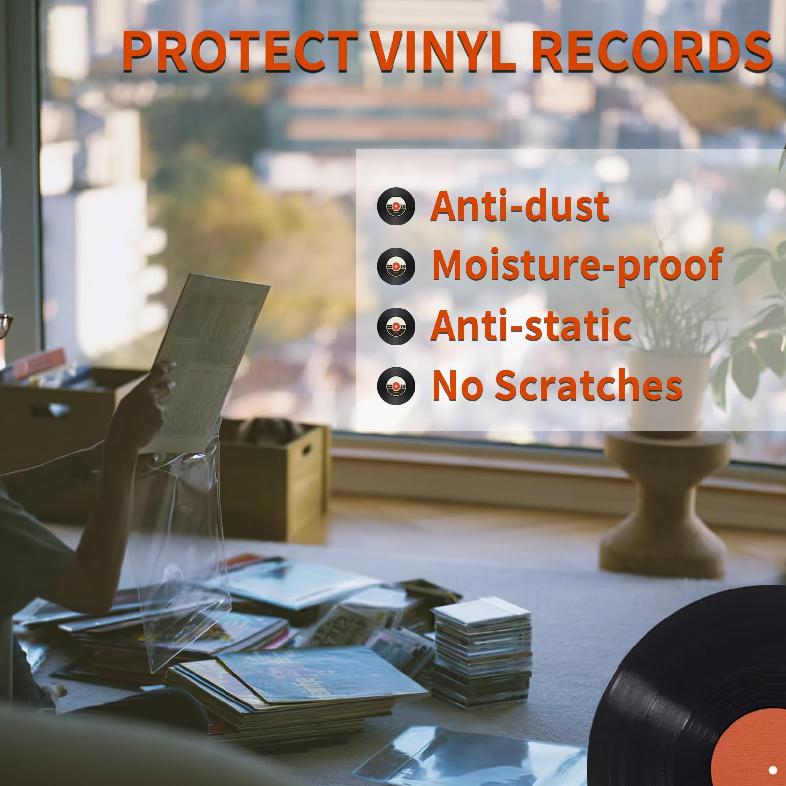 Record Sleeves for Vinyl Record, 20 Clear Plastic 12“ LP Record Sleeves Outer, 12.75" x 12.75" 3.2 Mil Album Covers, Protective Single & Double Record Sleeves for Vinyl Record Albums Protection