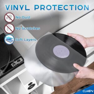 Claev 50 Inner Record Sleeves for 33 LP Vinyl Records (12 inch, U-Shape, Translucent), No Bunching Anti Static Protective Covers for Album Storage