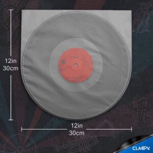 Claev 50 Inner Record Sleeves for 33 LP Vinyl Records (12 inch, U-Shape, Translucent), No Bunching Anti Static Protective Covers for Album Storage