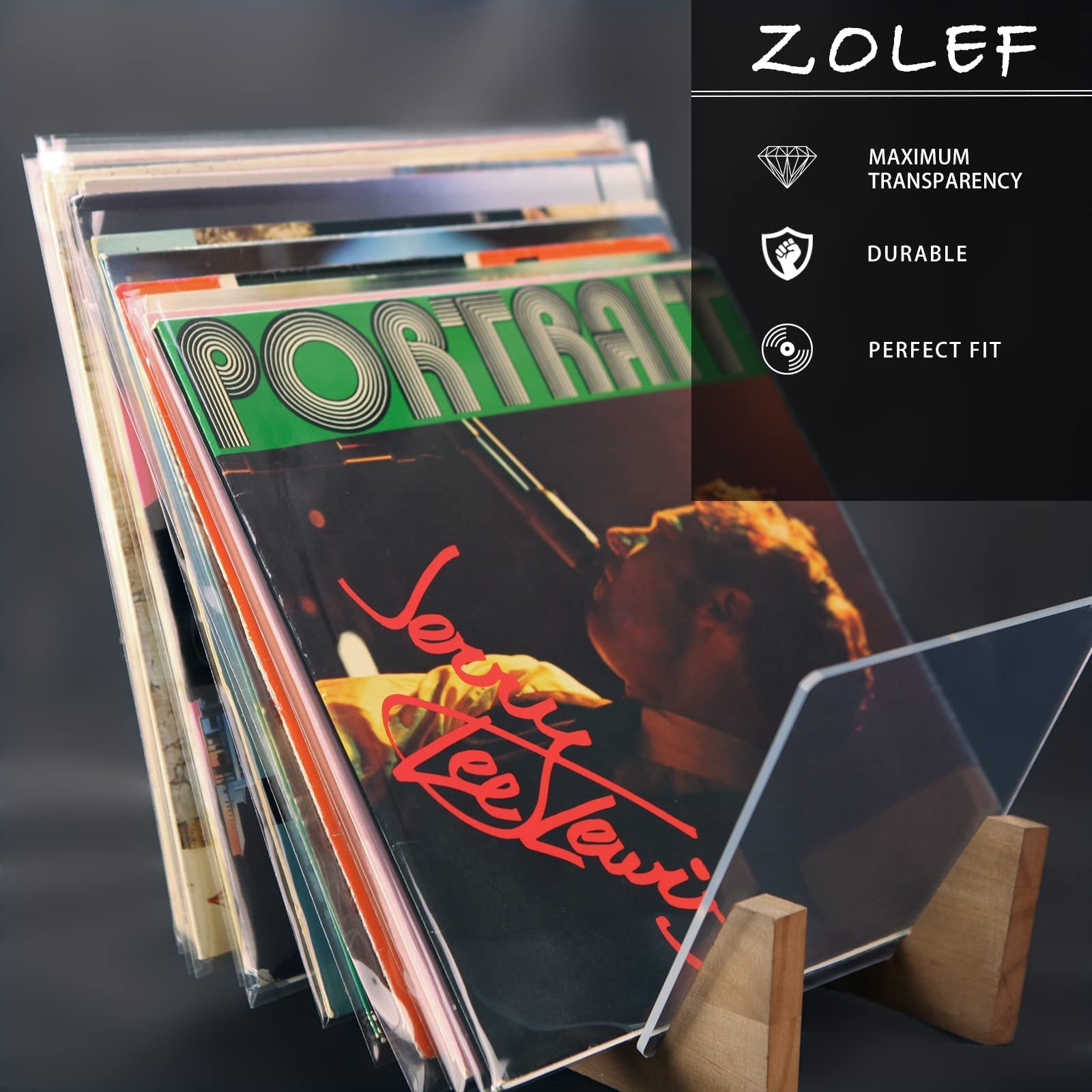 ZOLEF 100 12" anti static Vinyl Record Sleeves Combo Pack (50x 3mil Outer Sleeves & 50x Inner Round Bottom Sleeves), vinyl protective Crystal Clear Fit for Single & Double Lp Album Collection