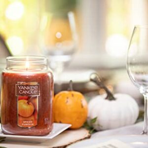 Yankee Candle darice Candle Spiced Pumpkin Scented, 22oz Single Wick, Over 110 Hours of Burn Time, Perfect Accent for Fall Decor, Classic Large Jar, Peach