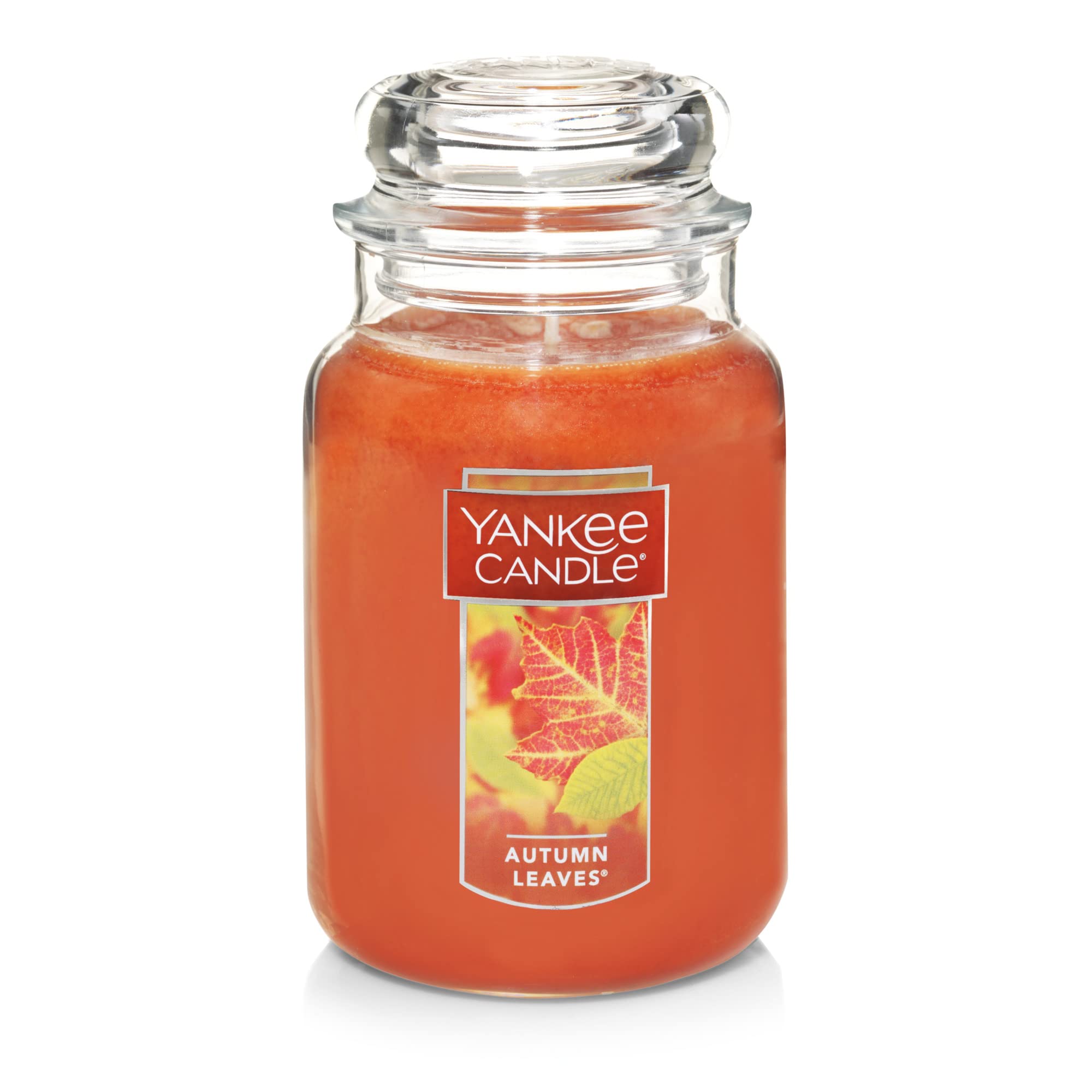 Yankee Candle Autumn Leaves Scented, Classic 22oz Large Jar Single Wick Aromatherapy Candle, Over 110 Hours of Burn Time, Apothecary Jar Fall Candle, Autumn Candle Scented for Home