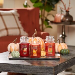 Yankee Candle Autumn Leaves Scented, Classic 22oz Large Jar Single Wick Aromatherapy Candle, Over 110 Hours of Burn Time, Apothecary Jar Fall Candle, Autumn Candle Scented for Home