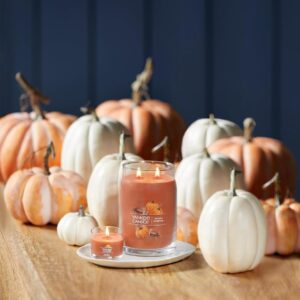 Yankee Candle Signature Votive Mini Candle Jar, Spiced Pumpkin Scent, Natural Soy Wax Blend Candle with Natural Fiber Wick, 1.3 OZ Glass Jar (Pack of 4)