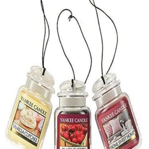 Yankee Candle Car Air Fresheners, Hanging Car Jar® Ultimate 3-Pack, Neutralizes Odors Up To 30 Days, Includes: 1 Vanilla Cupcake, Black Cherry, and 1 Home Sweet Home