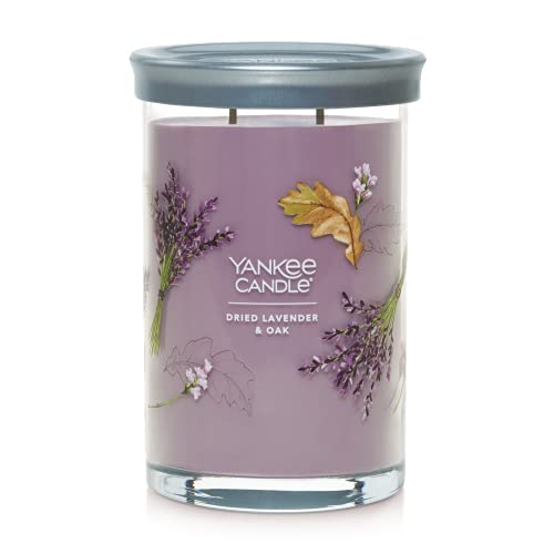 Yankee Candle Dried Lavender & Oak Scented, Signature 20oz Large Tumbler 2-Wick Candle, Over 60 hours of Burn Time, Ideal for Home use, Outdoor Events, and Gifts